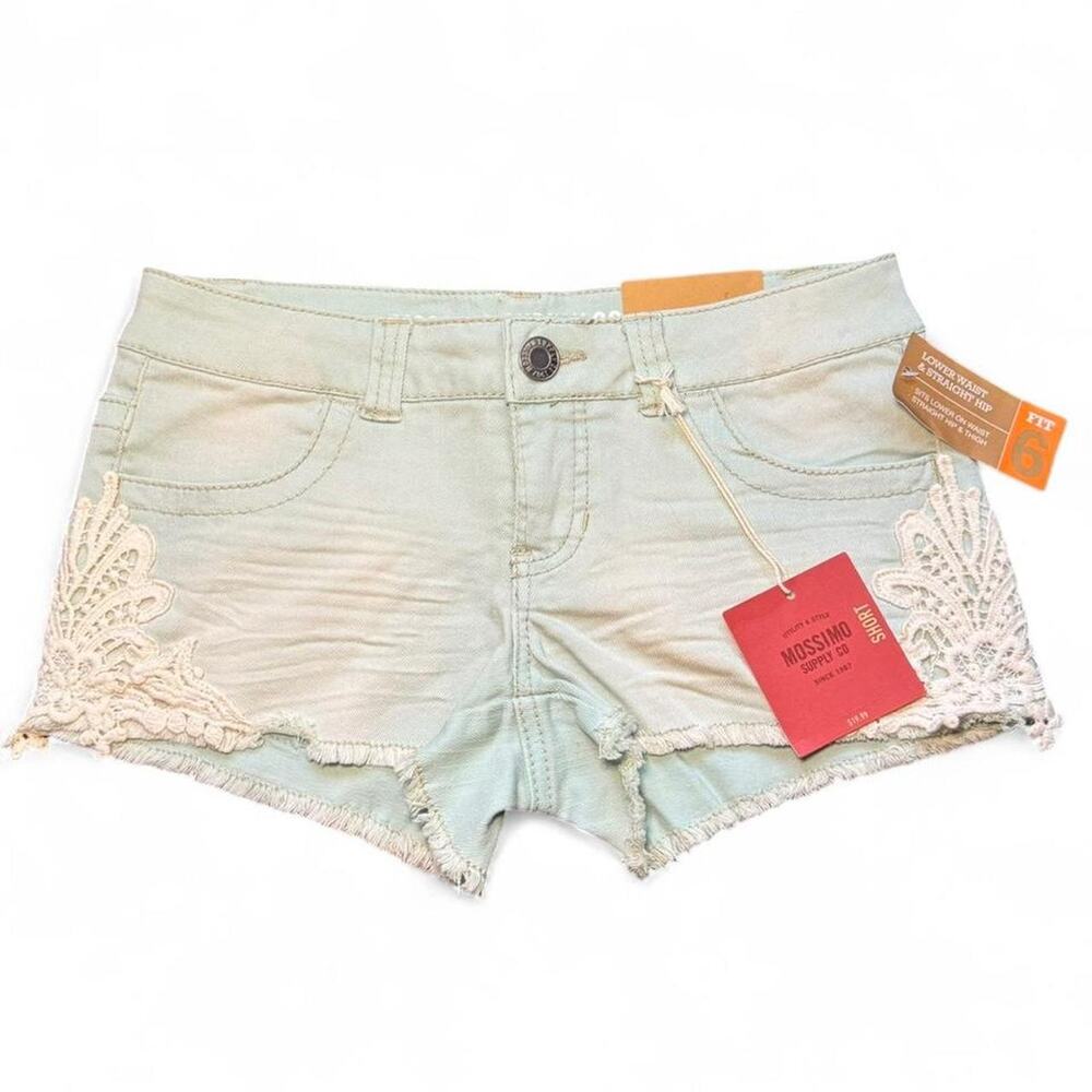 NWT Mossimo Supply Co. VTG 2010s Mint Green Lace Low-Rise Denim Shorts — Size 1